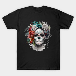 Sugar Skull Calavera Mexican Women Dia De Los Muertos T-Shirt